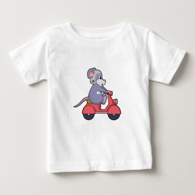 Camiseta De Bebé Mouse as Biker with Scooter.PNG (Anverso)