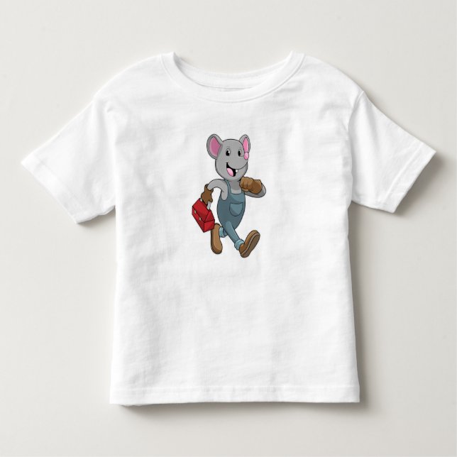 Camiseta De Bebé Mouse como Handyman con Cuadro de herramientas (Anverso)