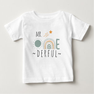 Camiseta De Bebé MR Onederful Boho Arcoíris Cumpleaños Niño Uno