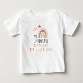 Camiseta De Bebé MR Onemaravilloso Boho Arcoiris Primer cumpleaños