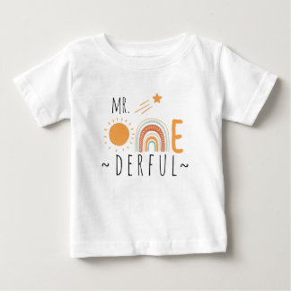Camiseta De Bebé MR Onemaravilloso Boho Arcoiris Primer cumpleaños