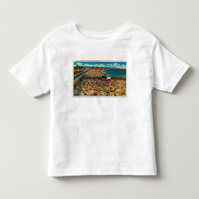 Camiseta De Bebé Muchedumbres en la playa, Santa CruzSanta Cruz, CA (Anverso)