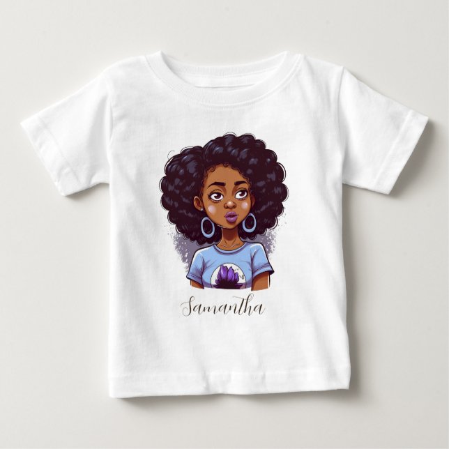 Camiseta De Bebé Mujer Afro con Clase y Elegancia (Anverso)