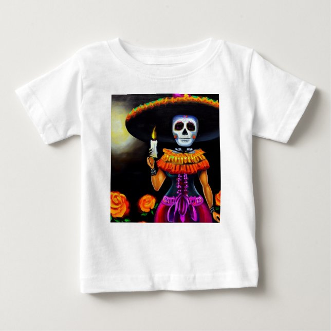 Camiseta De Bebé Mujer Día de Muertos 2 (Anverso)