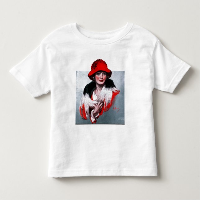 Camiseta De Bebé Mujer en Gorra rojo (Anverso)