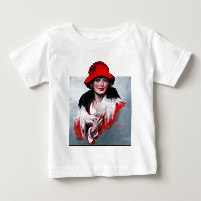 Camiseta De Bebé Mujer en Gorra rojo (Anverso)