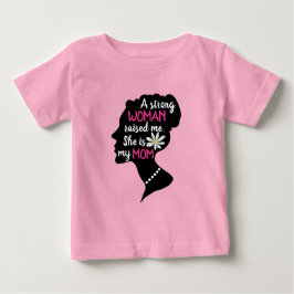 Camiseta De Bebé Mujer Fuerte Inspiradora Rosa Día de la Madre