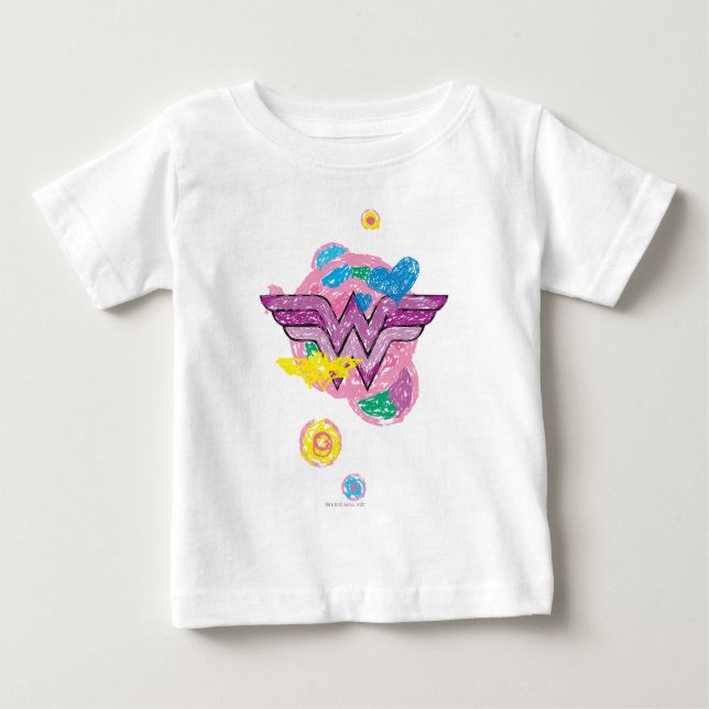 Camiseta De Bebé Mujer Maravilla Garabatos (Anverso)