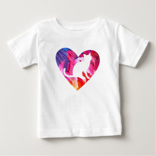 Camiseta De Bebé Mujeres o niñas gato teñido al agua con acuarela