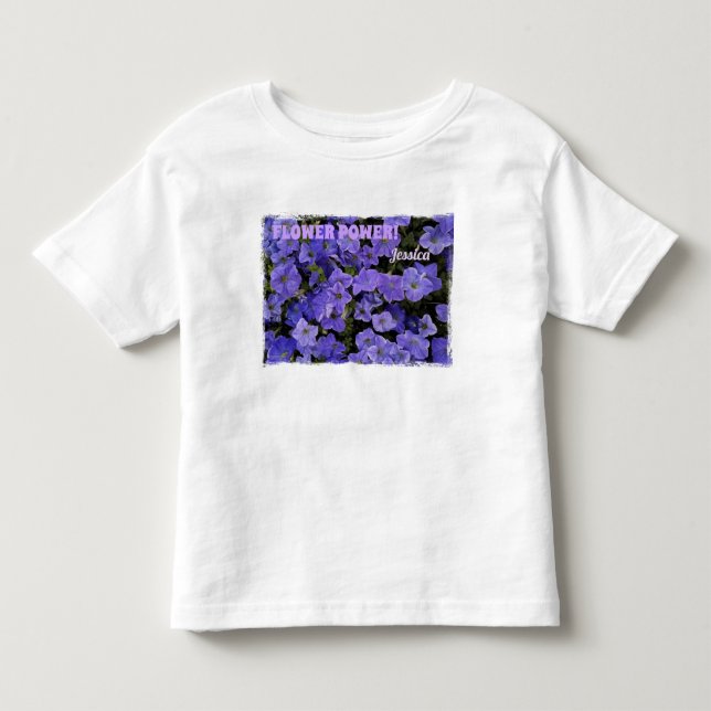 Camiseta De Bebé Mujeres Petunias Violeta Azules Hermosas Poder de  (Anverso)