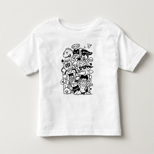 Camiseta De Bebé Multitud de personajes de caricatura quirky (Anverso)