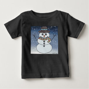 Camiseta De Bebé Muñeco de nieve con fondo (vívido) - Baby T-Shirt