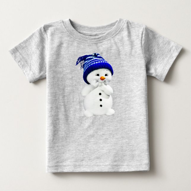 Camiseta De Bebé Muñeco de nieve con gorra (Anverso)