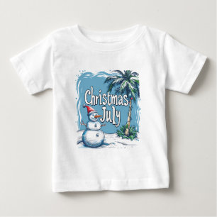 Camiseta De Bebé Muñeco de nieve de Navidad en julio y diseño de pa