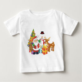 Camiseta De Bebé Muñeco de nieve del reno de Santa del árbol de