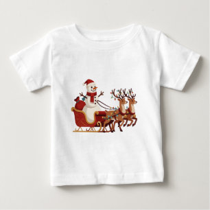 Camiseta De Bebé Muñeco de nieve montando un sombrero de Santa de t