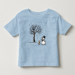 Camiseta De Bebé Muñeco de nieve y perro: La amistad del invierno