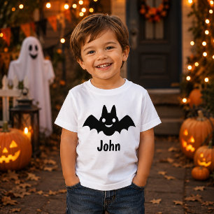 Camiseta De Bebé Murciélago Negro Espeluznante Halloween Nombre Per