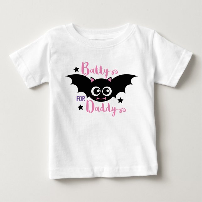 Camiseta De Bebé Murciélago para Papá Dulce 1er Halloween Rosa (Anverso)