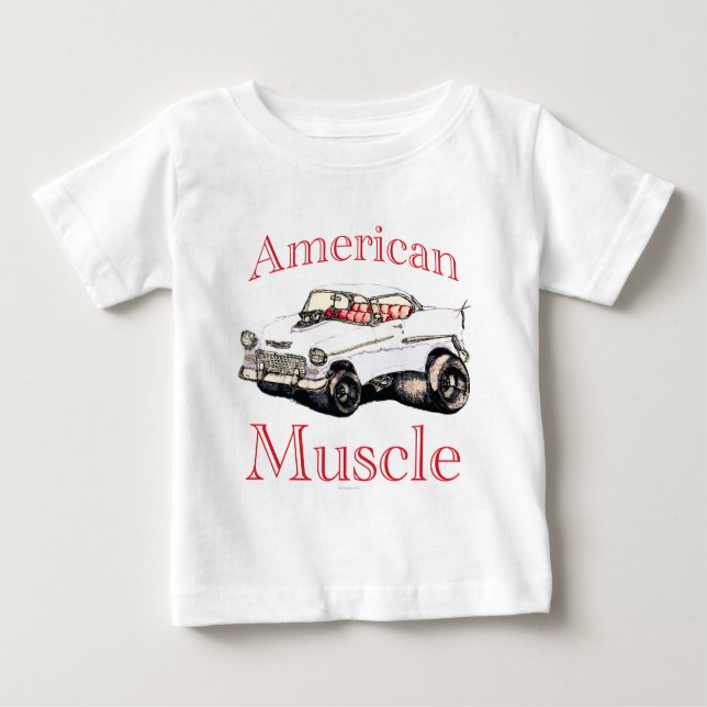 Camiseta De Bebé músculo americano chevy 55 (Anverso)
