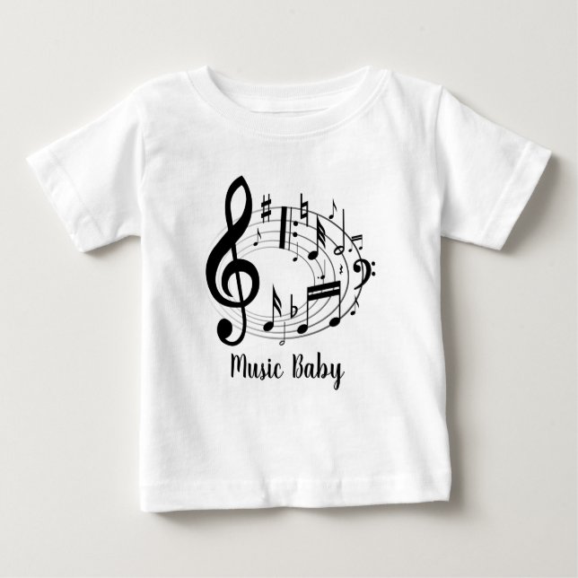 Camiseta De Bebé Music Baby Music Notes en forma oval (Anverso)