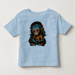 Camiseta De Bebé Música Cute Monkey Escuchando, Música Mono Inmerso