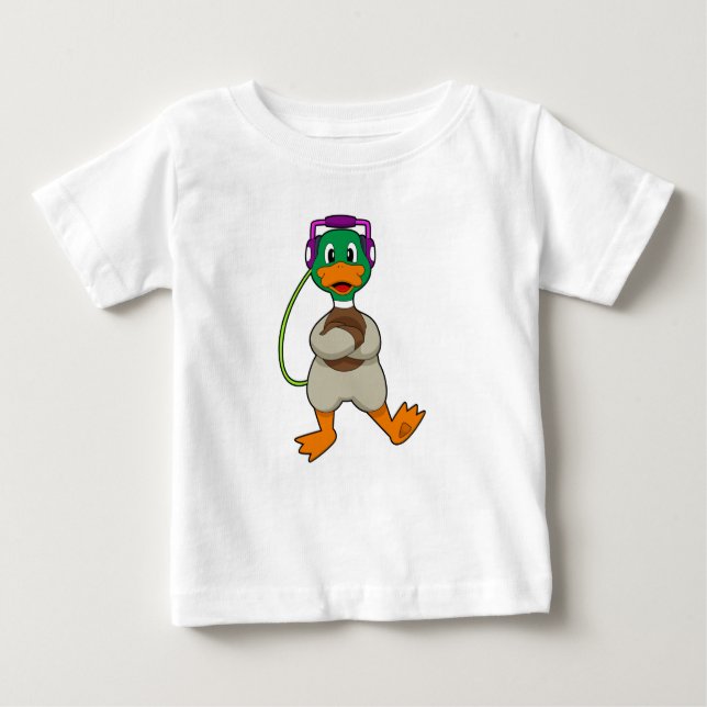 Camiseta De Bebé Música de audífono de Duck (Anverso)