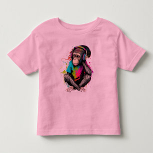 Camiseta De Bebé Música de escucha de monos, música obsesionada con
