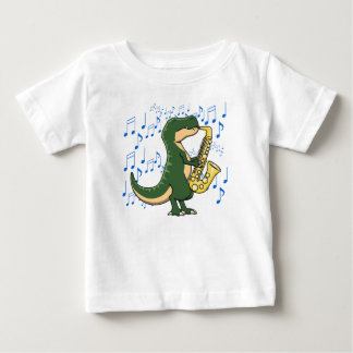 Camiseta De Bebé Música de saxofón de dinosaurio T-Rex linda y dive