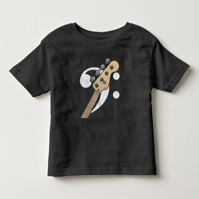Camiseta De Bebé Músico de Bass Clef Guitar Bass Player (Anverso)