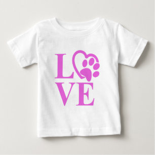 Camiseta De Bebé Muy Lindo Amor Mascota Corazón y Huella de Pata