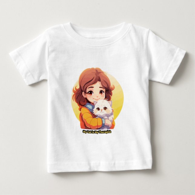 Camiseta De Bebé My Cat is My Therapist – Cute Comfort Cat  (Anverso)