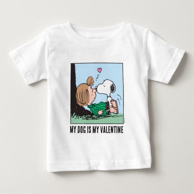Camiseta De Bebé My Dog Is My Valentine | Peppermint Patty & Snoopy (Anverso)