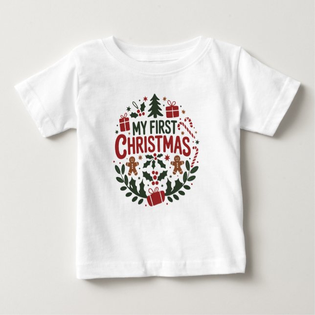 Camiseta De Bebé My First Christmas 1st Xmas Family Matching Baby  (Anverso)