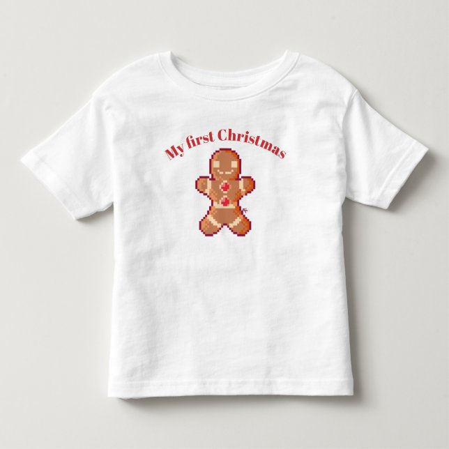 Camiseta De Bebé My first Christmas pixel art, pixelart (Anverso)