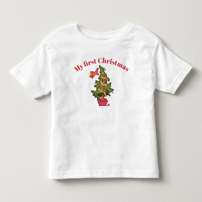 Camiseta De Bebé My first Christmas pixel art, pixelart (Anverso)