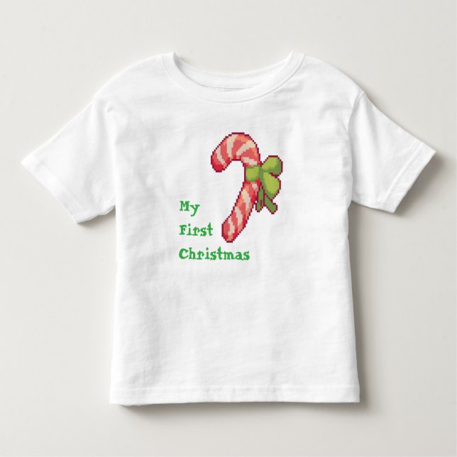 Camiseta De Bebé My first Christmas Pixel Art, Pixelart  (Anverso)