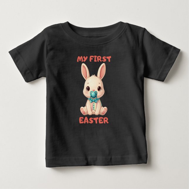 Camiseta De Bebé My First Easter – Cute baby bunny with pacifier (Anverso)