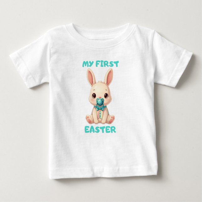 Camiseta De Bebé My First Easter – Cute baby bunny with pacifier (Anverso)