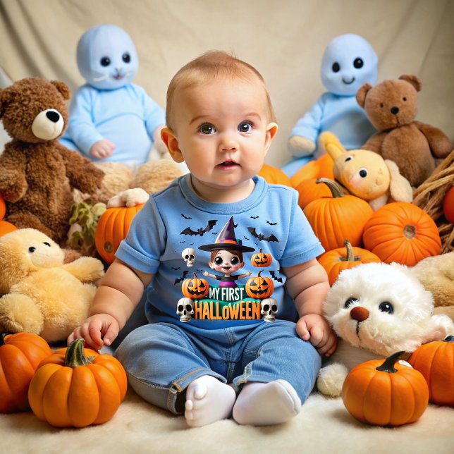 Camiseta De Bebé My first Halloween: Scares and laughter! (Subido por el creador)