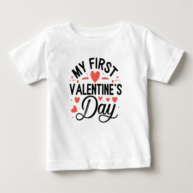Camiseta De Bebé My first Valentine's Day (Anverso)