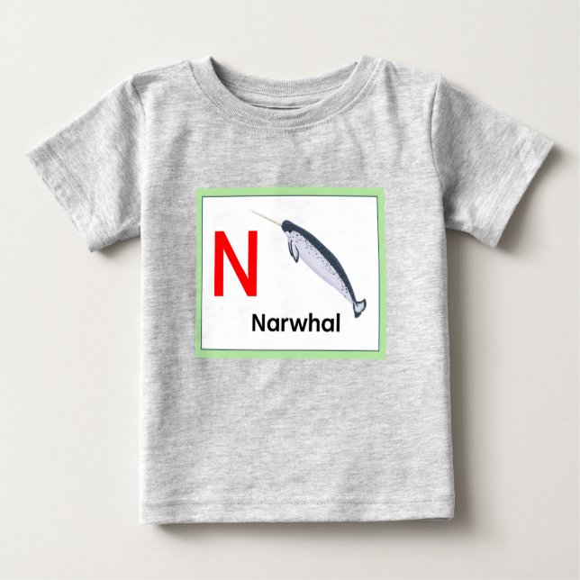 Camiseta De Bebé N es para Narwhal (Anverso)