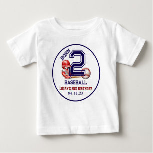 Camiseta De Bebé Nacido en 2 Béisbol   Segundo cumpleaños del chico