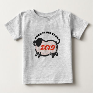 Camiseta De Bebé Nacido en Año Cerdo Chino 2019 Tee bebé