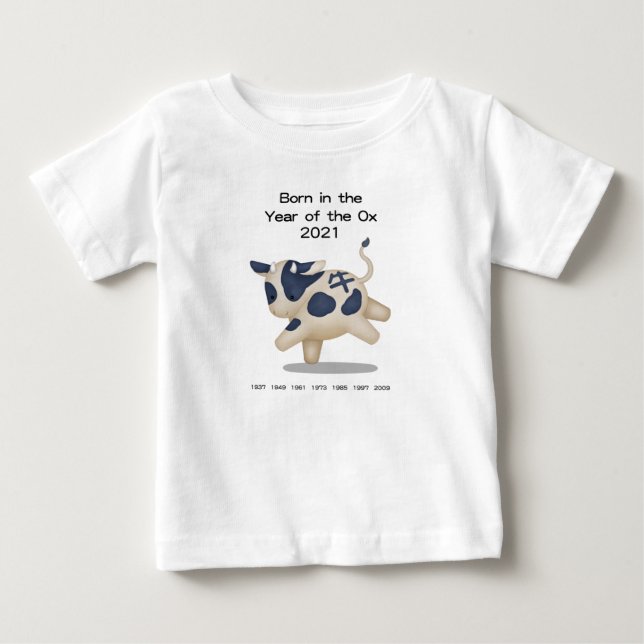 Camiseta De Bebé Nacido en el Año del Buey Signo Zodiacal 2021 Lind (Anverso)