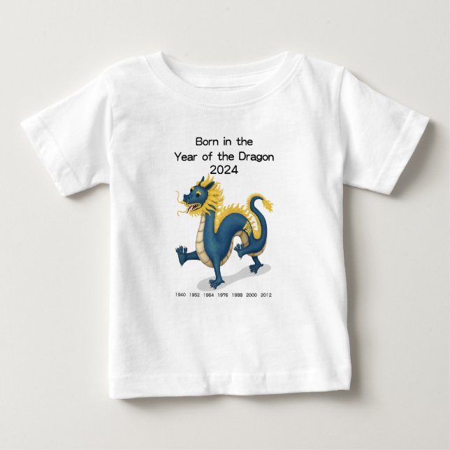 Camiseta De Bebé Nacido en el Año del Dragón 2024 Zodiaco Chino (Anverso)