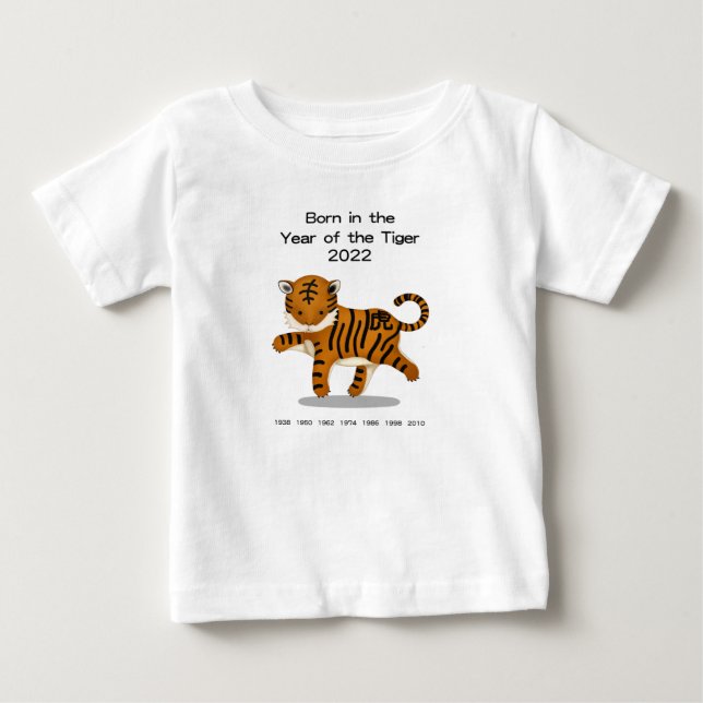 Camiseta De Bebé Nacido en el Año del Tigre Zodiaco Chino 2022 (Anverso)