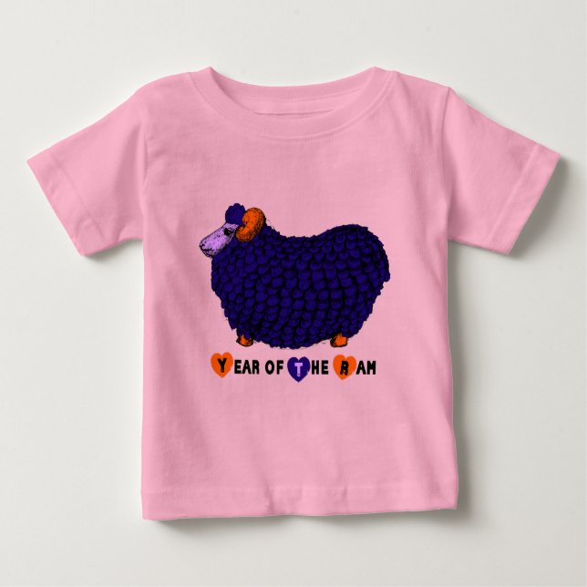 Camiseta De Bebé Nacido en Ram Goat Year Purple Bodysuit (Anverso)