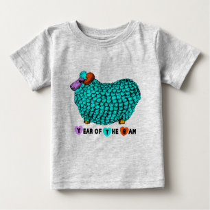 Camiseta De Bebé Nacido en Ram Goat Year Turquoise Bodysuit