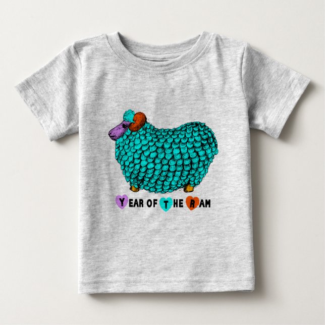 Camiseta De Bebé Nacido en Ram Goat Year Turquoise Bodysuit (Anverso)